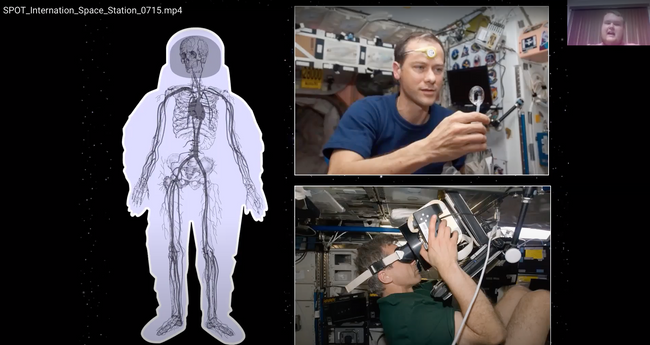 The international space station presentation showing astronauts in space