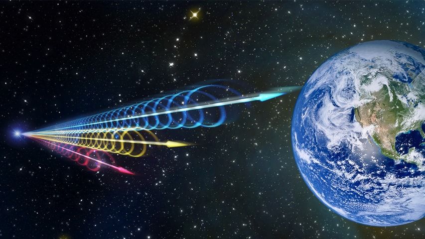 Fast Radio Burst Reaching Earth (artist's impression). Photo credit: Jingchuan Yu, Beijing Planetarium