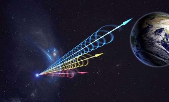 Artist's conception of fast radio burst reaching Earth. (Credit: Jingchuan Yu, Beijing Planetarium)